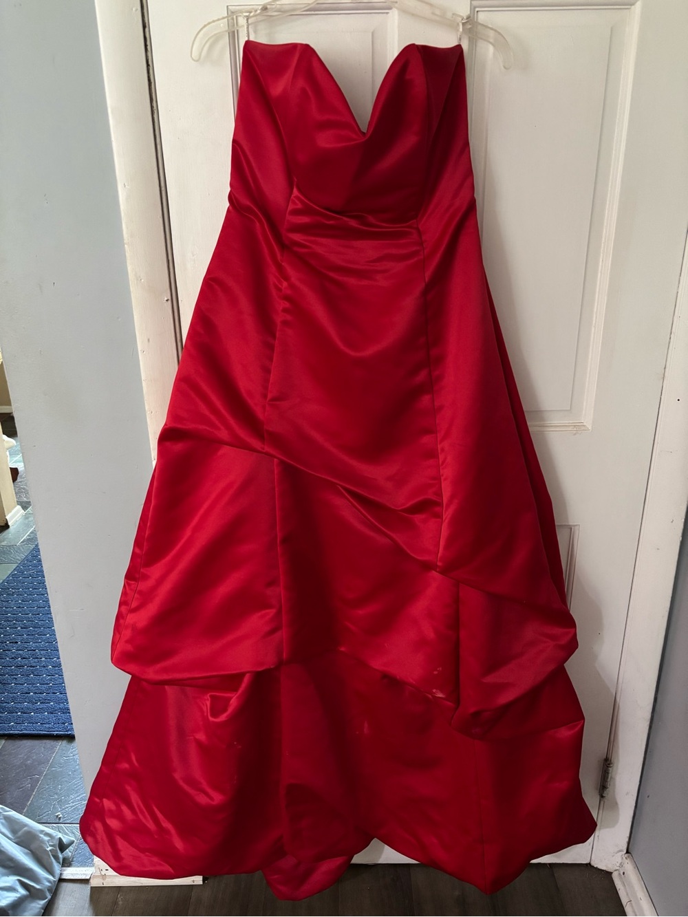 Jessica McClintock Strapless Red Satin Ball Gown Size 12 Y2K Vintage - Picture 1 of 9